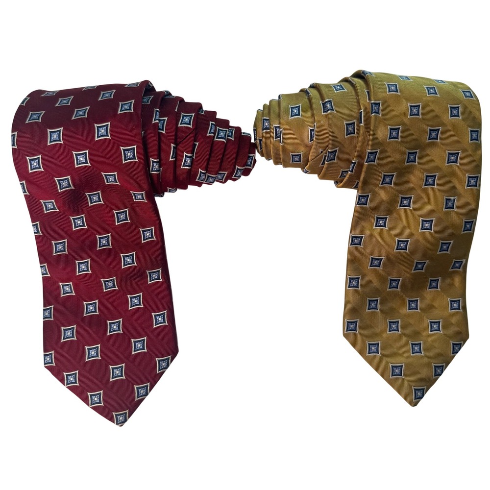 Jos.‎ A. Bank Executive Collection Silk Ties Lot of 2 Burgundy Gold Medallion